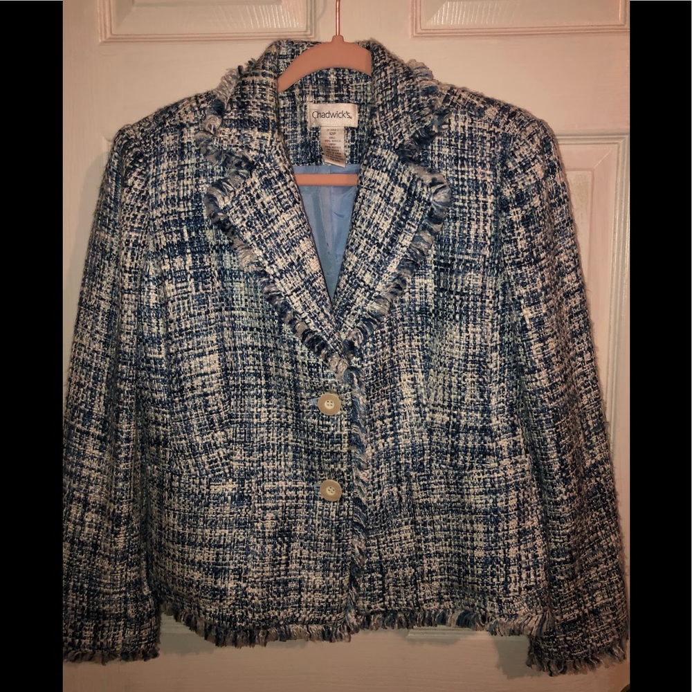 Chadwicks blue tweed blazer. Size 12P
